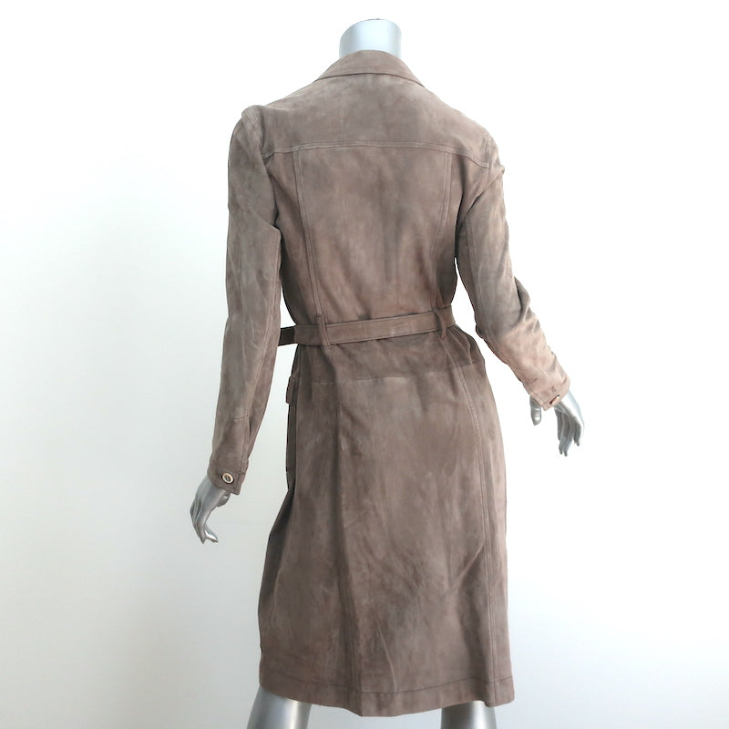 Prada Suede Trench Coat Light Brown Size 42 Belted Jacket