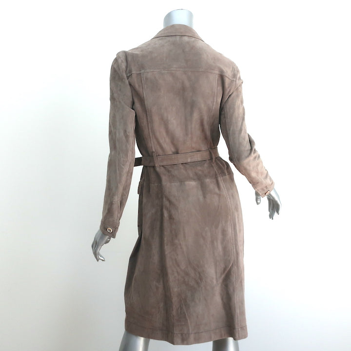 Prada Suede Trench Coat Light Brown Size 42 Belted Jacket