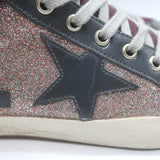 Golden Goose Mid Star Glitter Sneakers Purple/Gray Suede Size 40