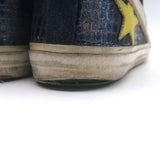 Golden Goose Slide High Top Sneakers Navy Suede & Croc-Embossed Leather Size 39