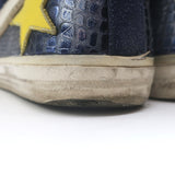 Golden Goose Slide High Top Sneakers Navy Suede & Croc-Embossed Leather Size 39