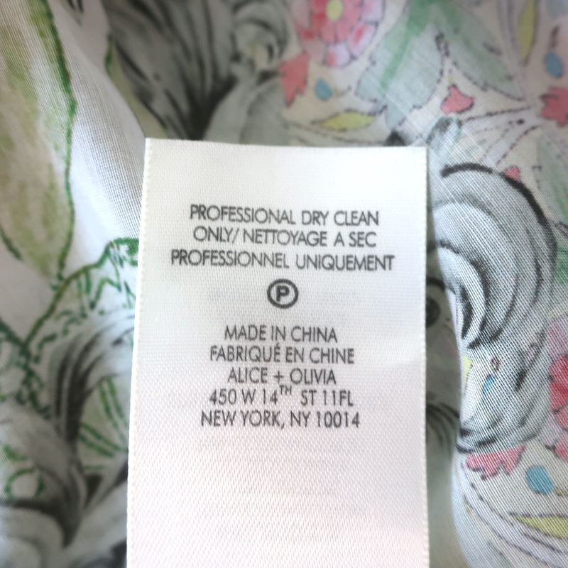 Alice + Olivia Long Sleeve Blouse Julius Floral Print Cotton-Silk Size Medium