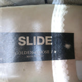 Golden Goose Slide High Top Sneakers Navy Suede & Croc-Embossed Leather Size 39