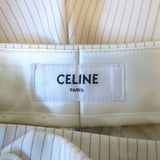 Celine High Waisted Shorts Ivory Pinstriped Wool Size 36