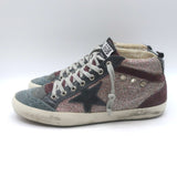 Golden Goose Mid Star Glitter Sneakers Purple/Gray Suede Size 40