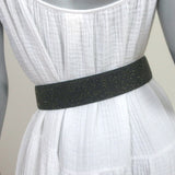 Alexander McQueen Bee Plaque Belt Black/Gold Glitter Leather Size 75 US 30