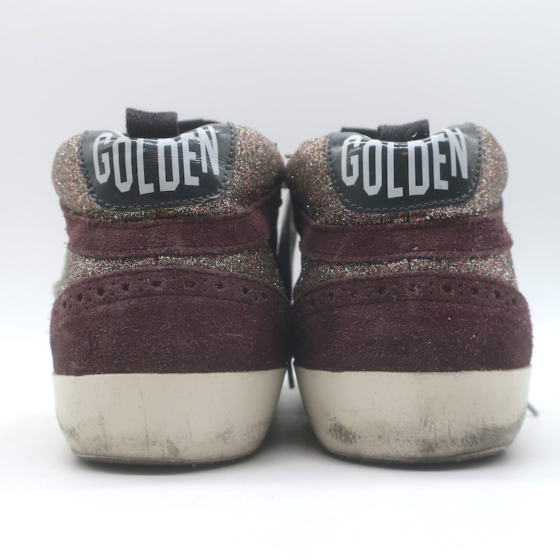 Golden Goose Mid Star Glitter Sneakers Purple/Gray Suede Size 40