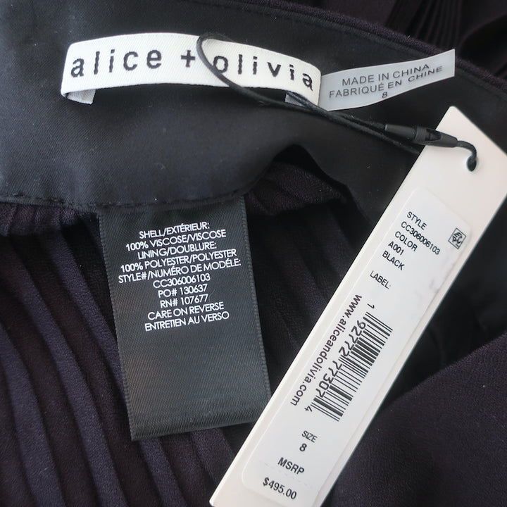 Alice + Olivia Copen Pleated Wide Leg Pants Black Size 8 NEW