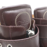 Chloe Roy Zip-Front Belted Combat Boots Dark Brown Leather Size 40.5