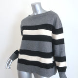 Gucci Striped Boatneck Sweater Gray/Cream Size Extra Small