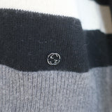 Gucci Striped Boatneck Sweater Gray/Cream Size Extra Small