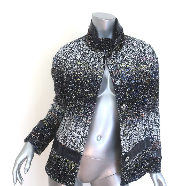 Chanel 2016 Cruise/Seoul Hangul Patent Leather-Trim Tweed Jacket Size 38