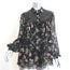 Giambattista Valli Sequined Yoke Blouse Black Floral Print Silk Size 42 NEW