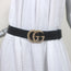 Gucci Pearl Double G Belt Black Leather Size 85 US 34