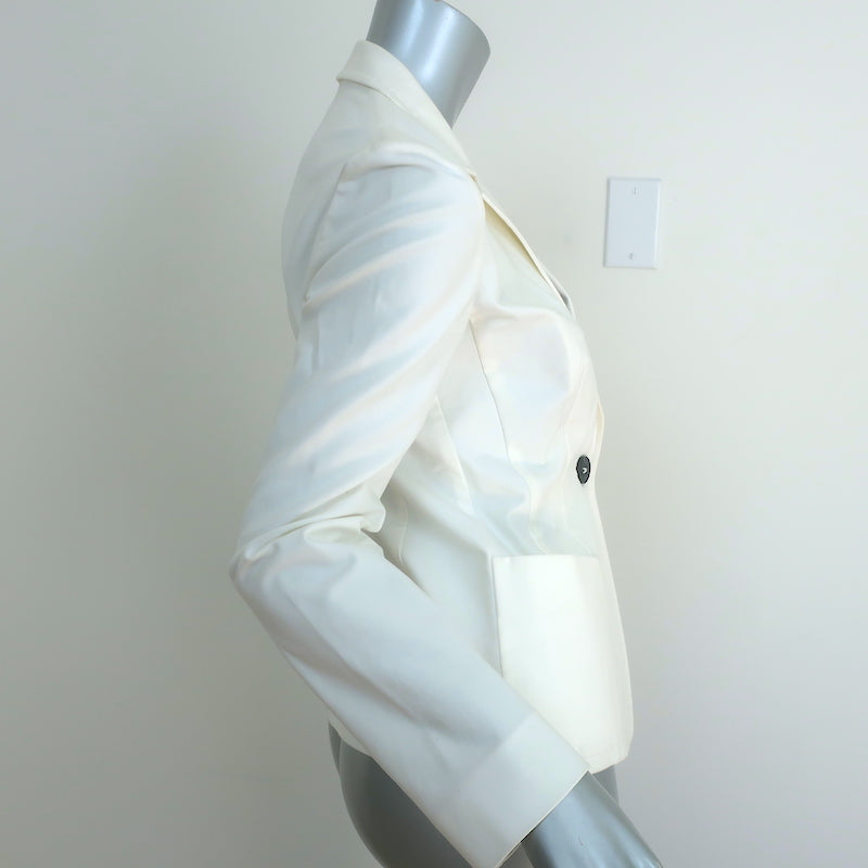 Mantu Blazer White Stretch Cotton Size 40 One-Button Jacket