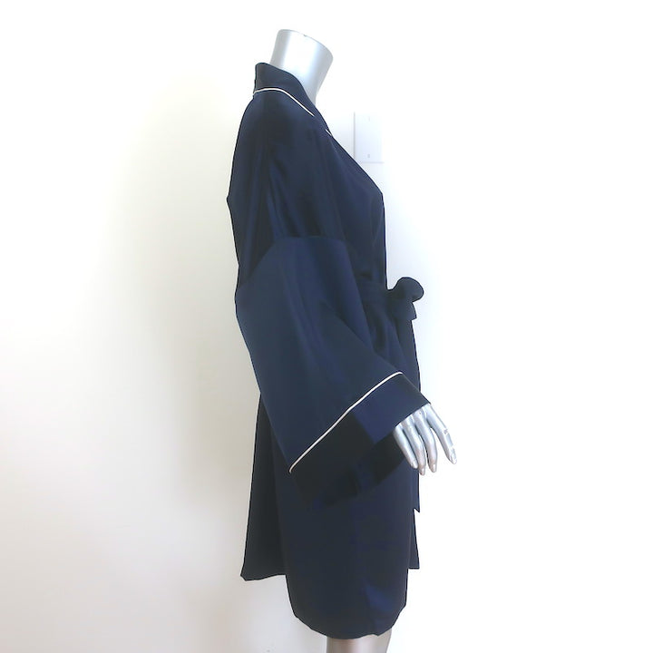 Olivia Von Halle Mimi Robe Navy Silk Satin One Size
