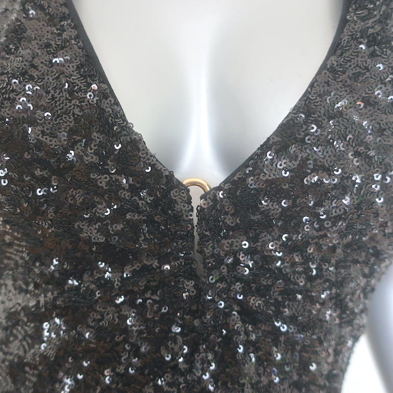 Chiara Boni La Petite Robe Ryushi Sequined Halter Gown Black Size 2 NEW
