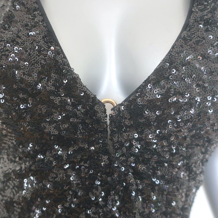 Chiara Boni La Petite Robe Ryushi Sequined Halter Gown Black Size 2 NEW