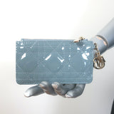 Christian Dior Lady Dior Coin Purse/Key Pouch Sky Blue Cannage Quilted Patent Leather