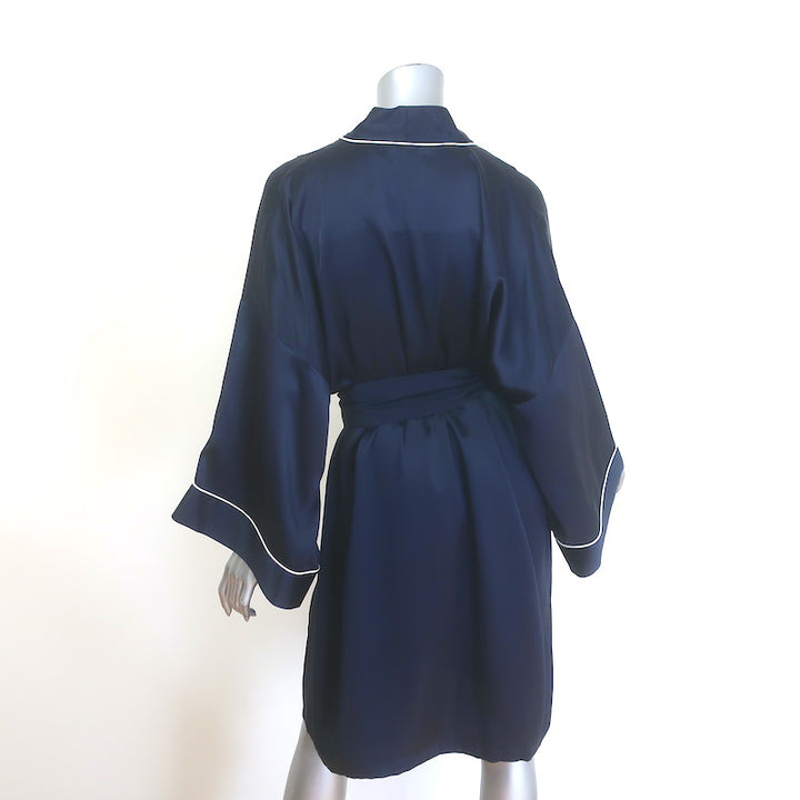 Olivia Von Halle Mimi Robe Navy Silk Satin One Size