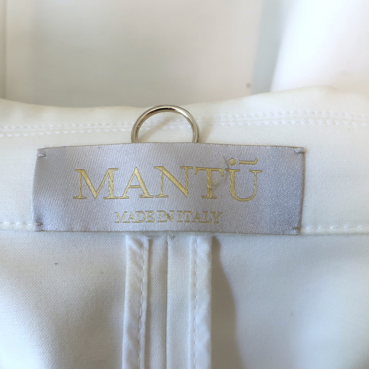 Mantu Blazer White Stretch Cotton Size 40 One-Button Jacket