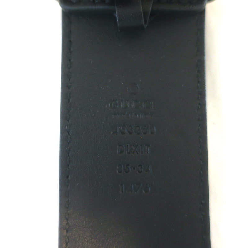 Gucci Pearl Double G Belt Black Leather Size 85 US 34