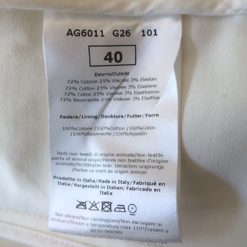 Mantu Blazer White Stretch Cotton Size 40 One-Button Jacket