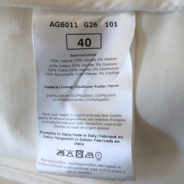 Mantu Blazer White Stretch Cotton Size 40 One-Button Jacket