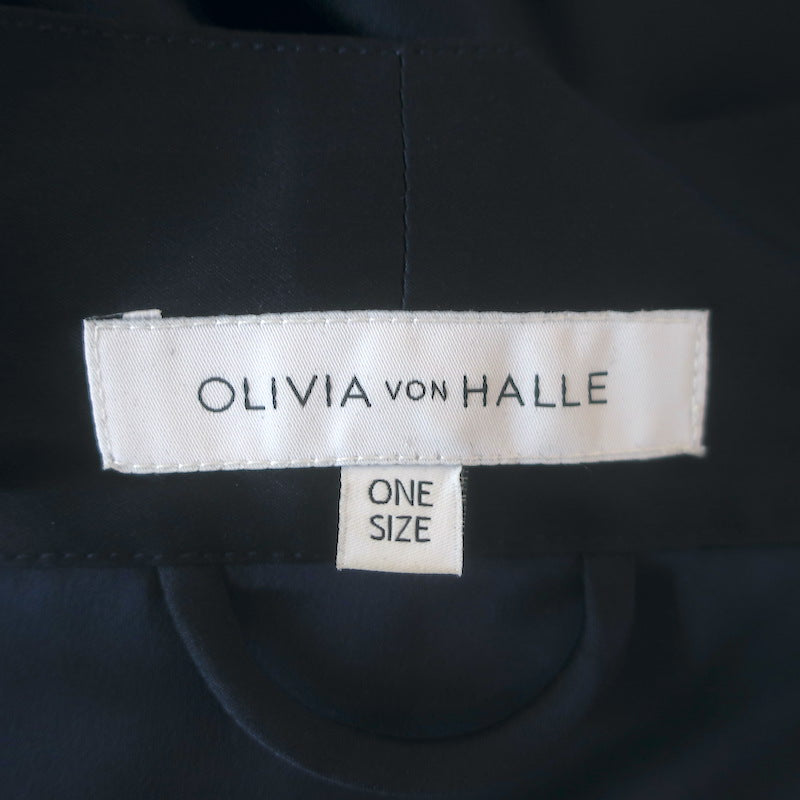 Olivia Von Halle Mimi Robe Navy Silk Satin One Size
