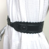 Alaia Studded Waist Belt Black Leather Size 75 US 30