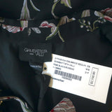 Giambattista Valli Sequined Yoke Blouse Black Floral Print Silk Size 42 NEW