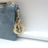 Christian Dior Lady Dior Coin Purse/Key Pouch Sky Blue Cannage Quilted Patent Leather