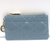 Christian Dior Lady Dior Coin Purse/Key Pouch Sky Blue Cannage Quilted Patent Leather
