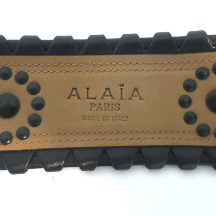 Alaia Studded Waist Belt Black Leather Size 75 US 30