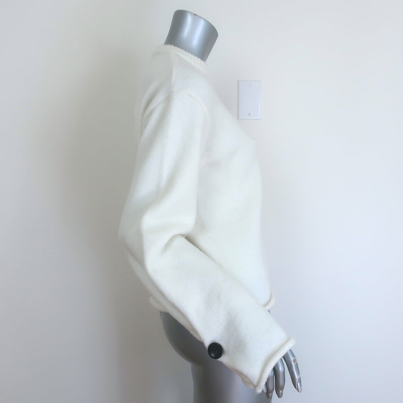 Proenza Schouler Tara Buttoned-Sleeve Sweater Cream Size Extra Small NEW
