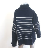 G. Label Willes Striped Turtleneck Sweater Navy/White Virgin Wool Size Medium