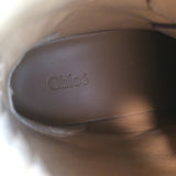 Chloe Roy Zip-Front Belted Combat Boots Dark Brown Leather Size 40.5