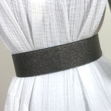 Yves Saint Laurent Wide Waist Belt Pewter Metallic Leather Size 75 US 30
