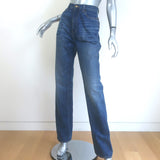 Saint Laurent 90s High Waist Straight Leg Jeans Blue Whiskered Denim Size 27