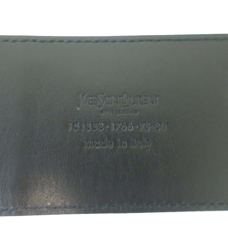 Yves Saint Laurent Wide Waist Belt Pewter Metallic Leather Size 75 US 30