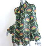Cout De La Liberte Isaac Bell Sleeve Top Green Printed Silk Size Extra Small NEW