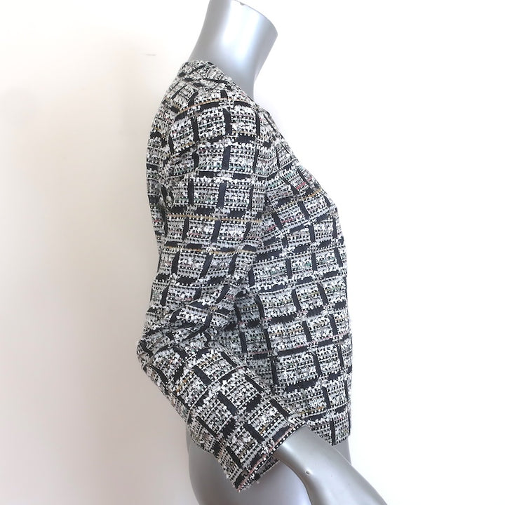 Chanel Airport 16S Checked Metallic Tweed Jacket Black/White Size 36