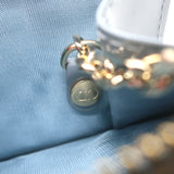 Christian Dior Lady Dior Coin Purse/Key Pouch Sky Blue Cannage Quilted Patent Leather