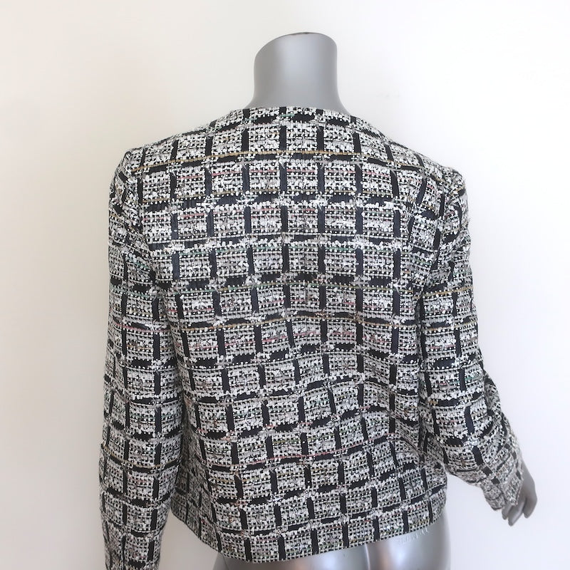 Chanel Airport 16S Checked Metallic Tweed Jacket Black/White Size 36