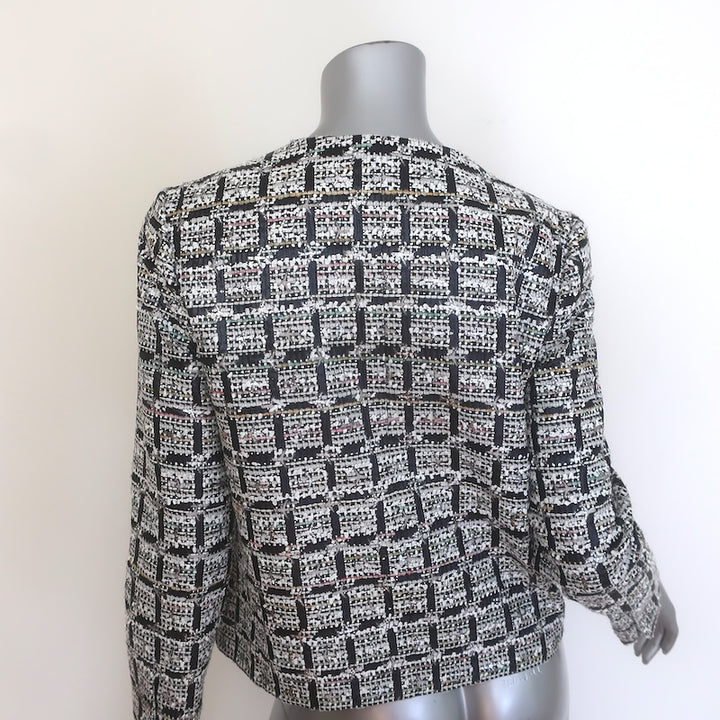 Chanel Airport 16S Checked Metallic Tweed Jacket Black/White Size 36