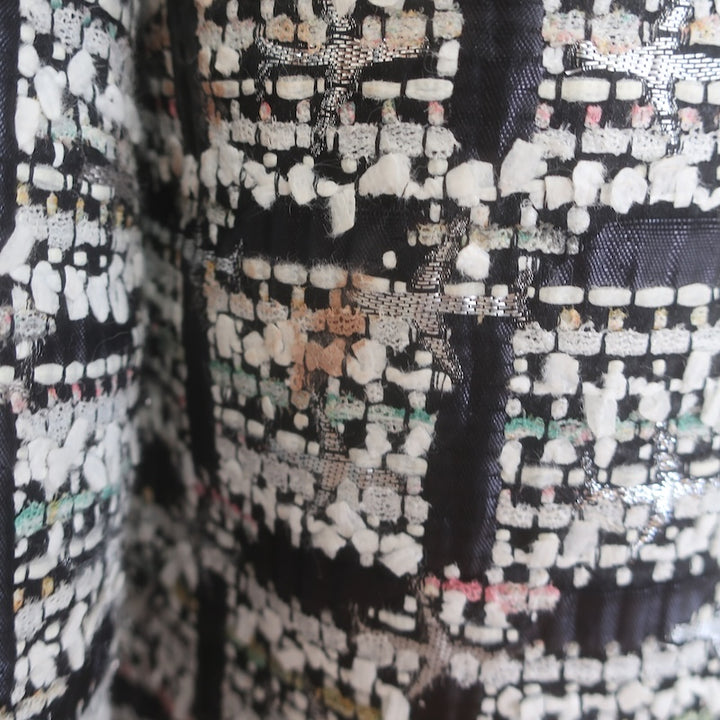 Chanel Airport 16S Checked Metallic Tweed Jacket Black/White Size 36