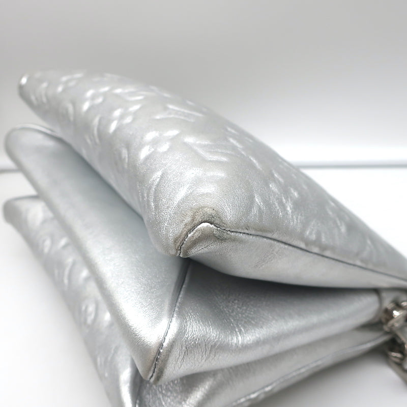 Louis Vuitton Coussin PM Shoulder Bag Silver Monogram Embossed