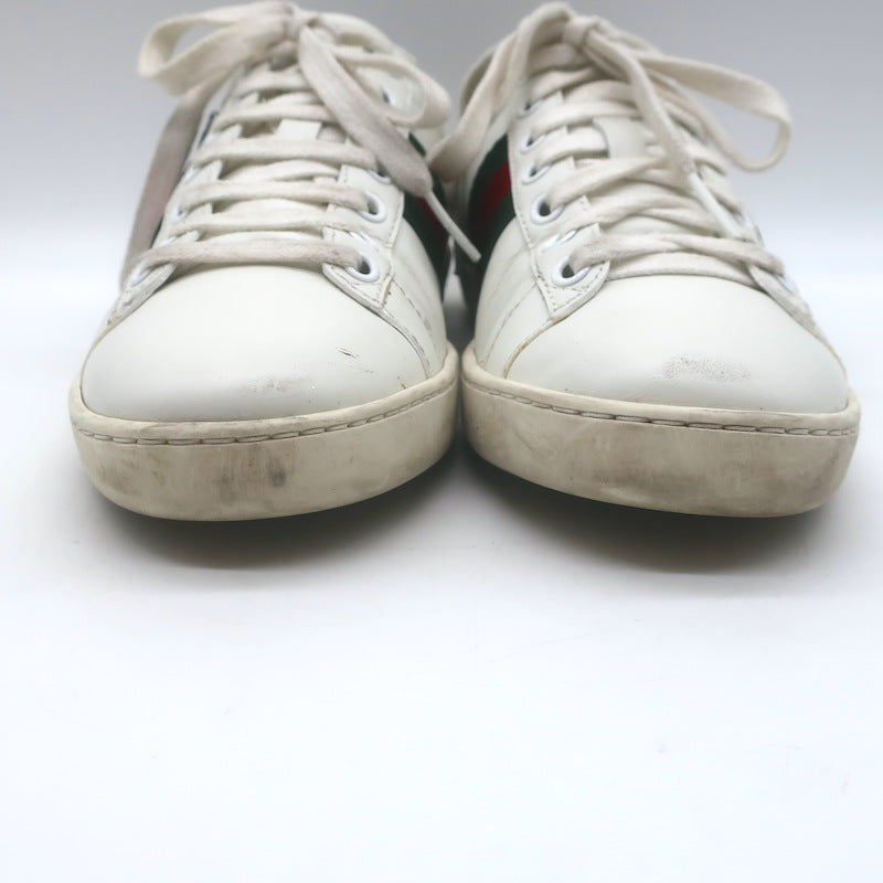 Gucci Ace GG Apple Embroidered Sneakers White Leather Size 35.5