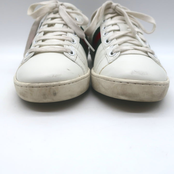 Gucci Ace GG Apple Embroidered Sneakers White Leather Size 35.5