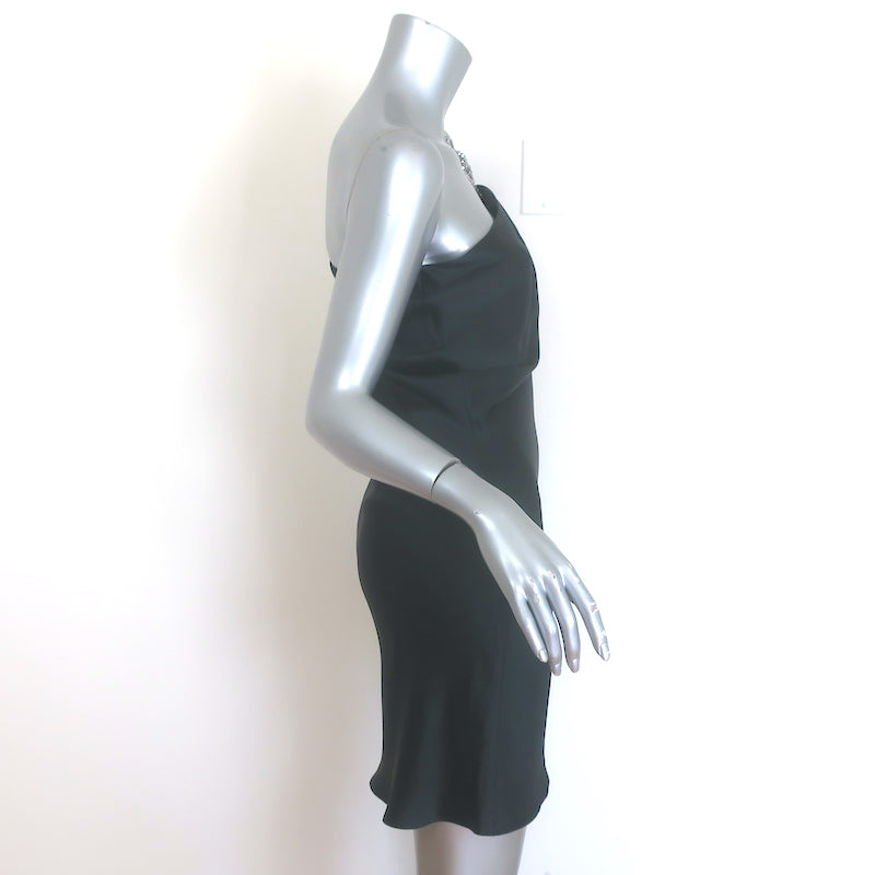 Stella McCartney Falabella Crystal-Chain Mini Dress Black Satin Size 38